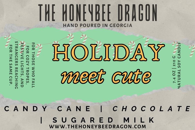 Holiday Meet-Cute Bookish Candle | Candy Cane, Chocolate, Sugared Milk | 7.5 oz Soy