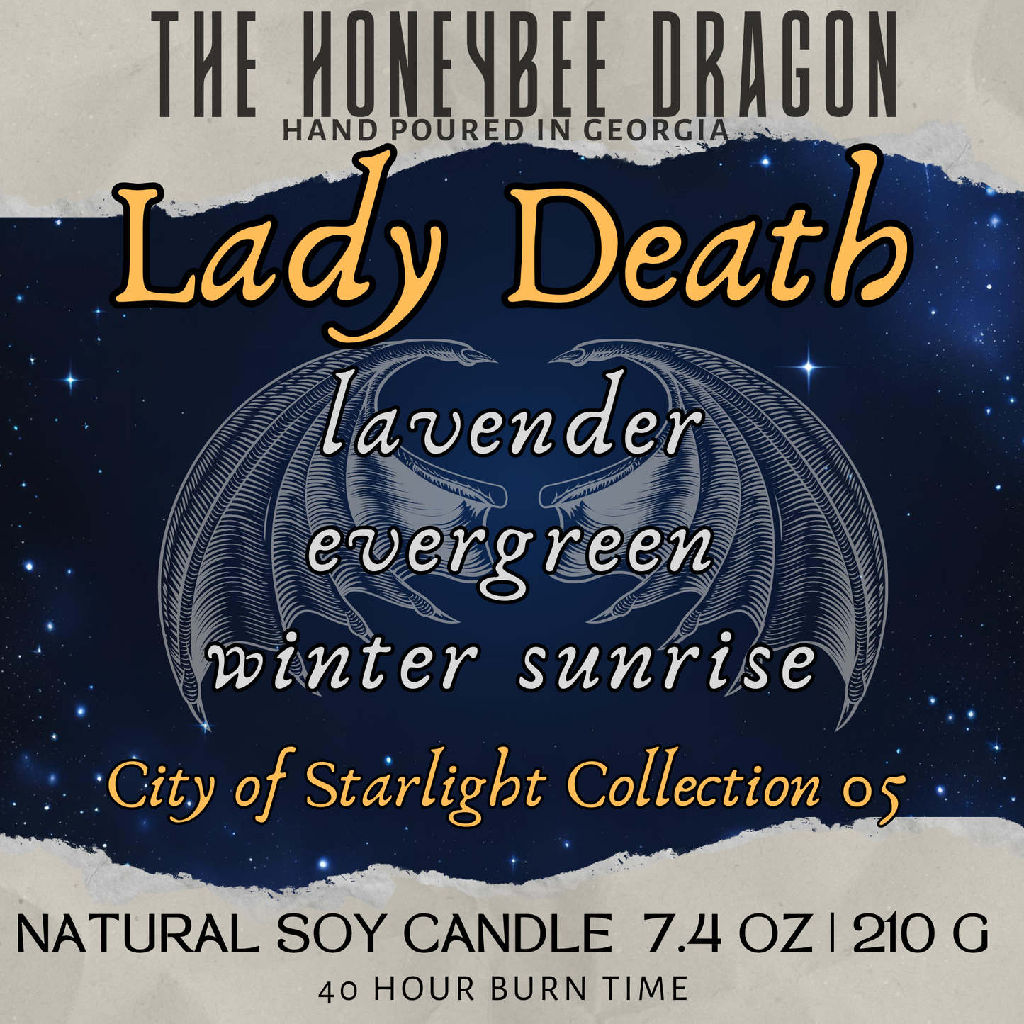 Lady Death Bookish Wax Melts | Lavender, Eucalyptus & Pine | 2.4 oz Soy