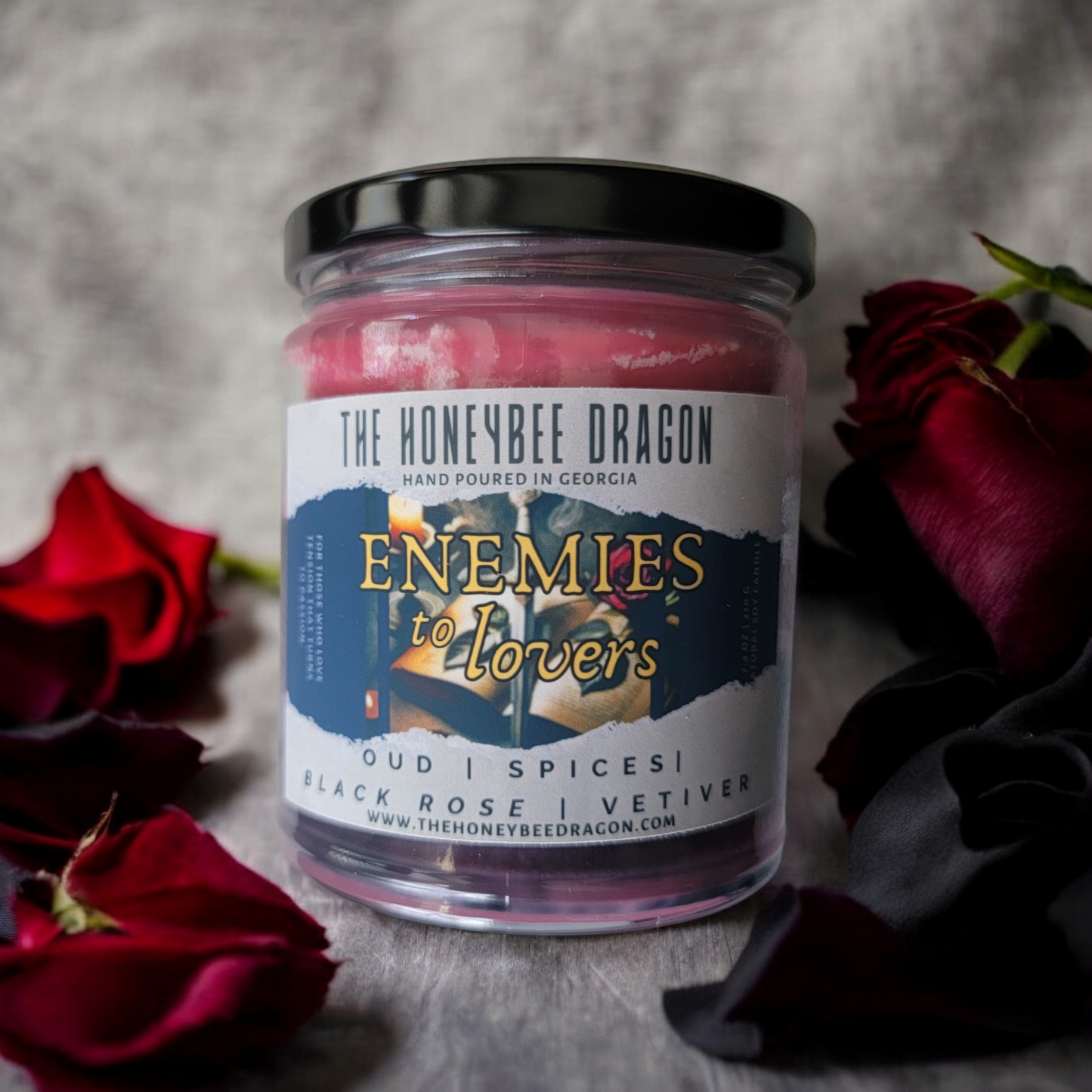 Enemies to Lovers Candle | Black Rose, Oud & Amber | 7.5 oz Soy