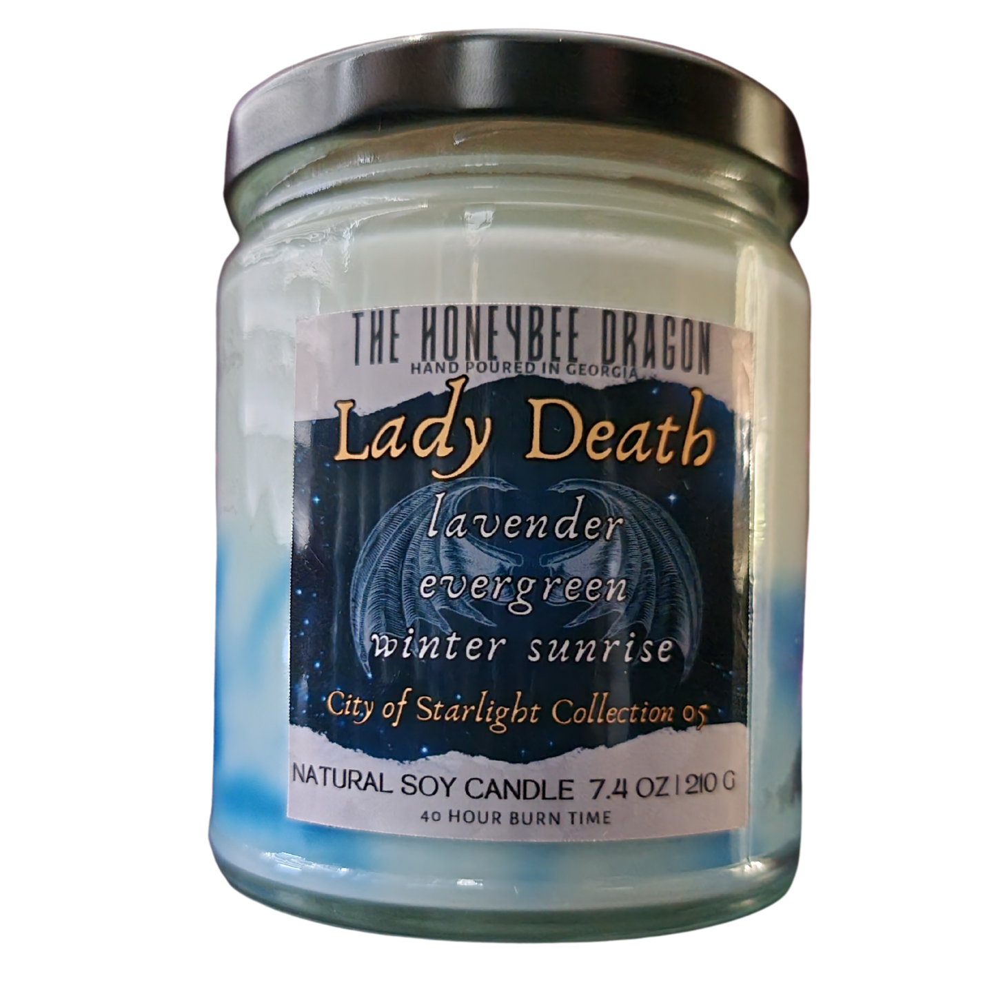 Lady Death Bookish Candle | Lavender, Eucalyptus, & Pine | 7.5 oz Soy