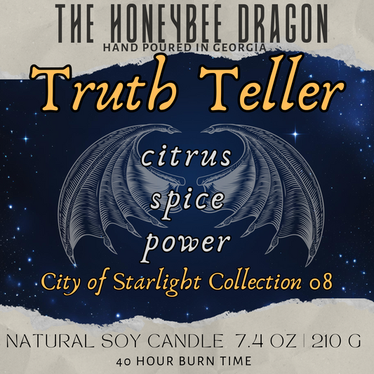 Truth Teller Bookish Candle | Citrus, Spice & Oak | 7.5 oz Soy