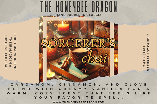 Sorcerer’s Chai Bookish Candle | Cardamom, Chai Tea & Vanilla | 7.5 oz Soy