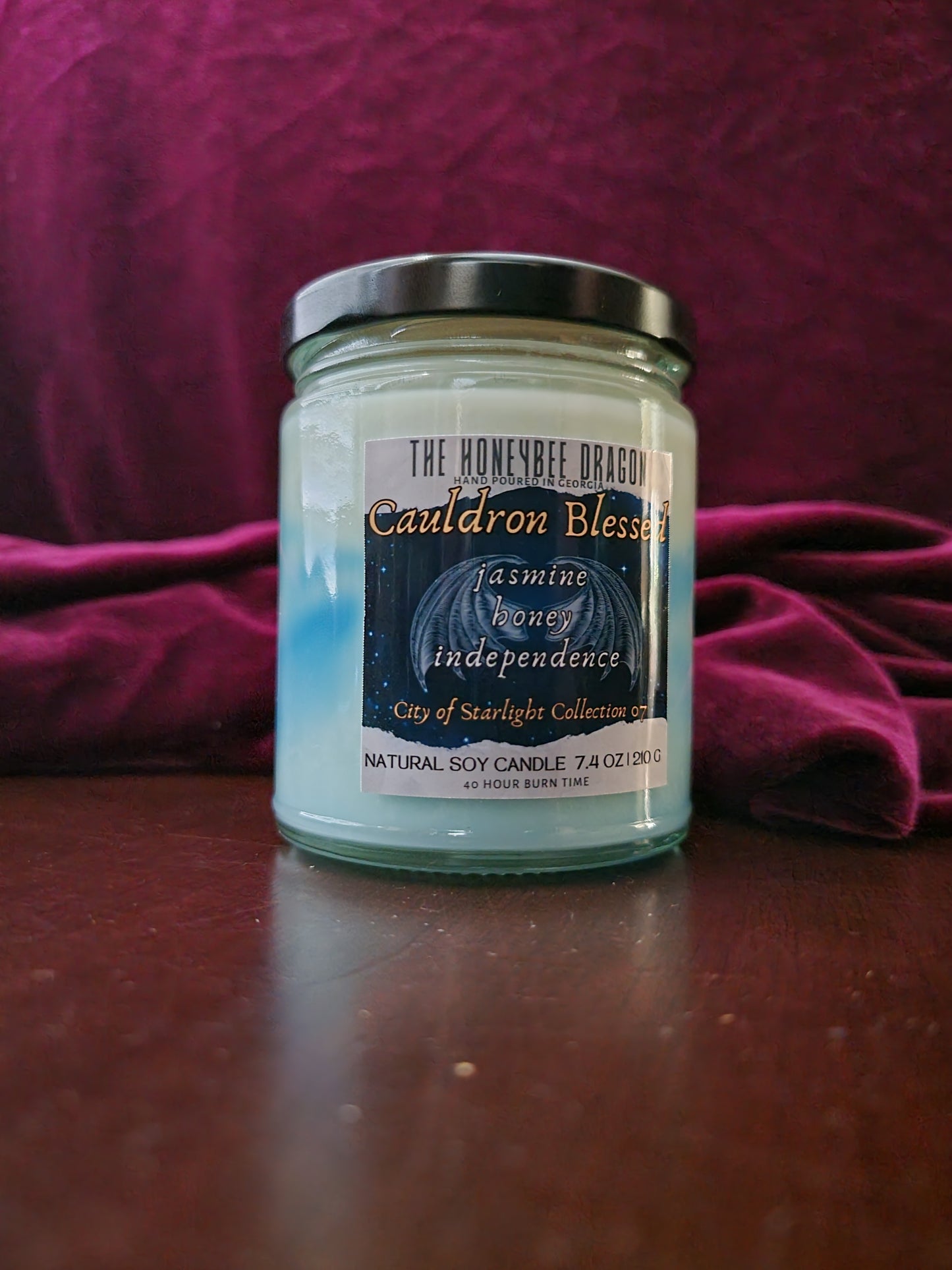 Cauldron Blessed Bookish Candle | Spun Sugar, Peach Tea & Honey | 7.5 oz Soy