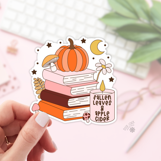 Autumn Books and Candle Sticker | Matte Bookish Sticker | 2''