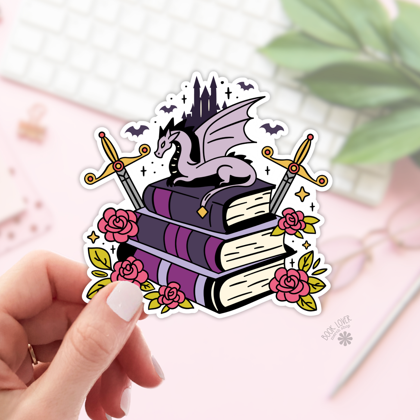 Fantasy Pile of Books Sticker | Matte Bookish Sticker | 2''