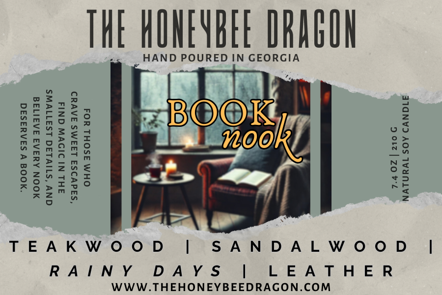 Book Nook Candle | Teakwood, Leather & Rain-Soaked Pages | 7.5 oz Soy