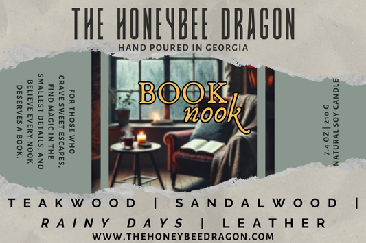 Book Nook Candle | Teakwood, Leather & Rain-Soaked Pages | 7.5 oz Soy