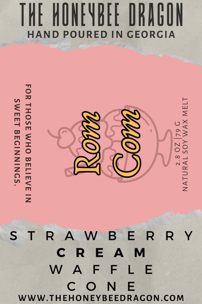 💕 Rom Com | Strawberry, Cream & Waffle Cone | Sweet Beginnings Candle
