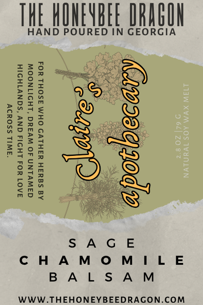 🌿 Claire’s Apothecary | Sage, Chamomile & Balsam | Herbal Bookish Candle