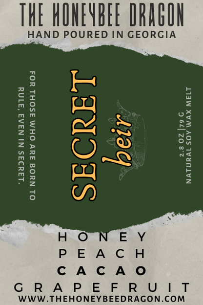 👑 Secret Heir | Honey, Peach, Cacao & Grapefruit | Royal Fantasy Candle