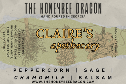 🌿 Claire’s Apothecary | Sage, Chamomile & Balsam | Herbal Bookish Candle