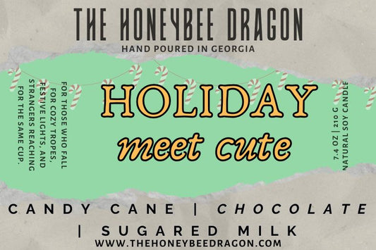 Holiday Meet-Cute Bookish Candle | Candy Cane, Chocolate, Sugared Milk | 7.5 oz Soy