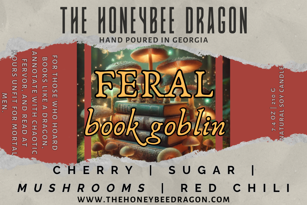 Feral Book Goblin Candle | Dark Cherry, Spiced Woods & Magic | 7.5 oz Soy