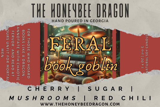 Feral Book Goblin Candle | Dark Cherry, Spiced Woods & Magic | 7.5 oz Soy