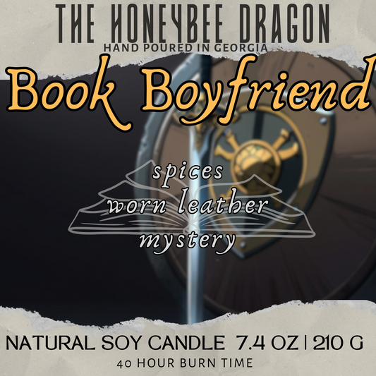 Book Boyfriend Candle | Bergamot, Leather, Vanilla & Musk | 7.4 oz Soy Candle