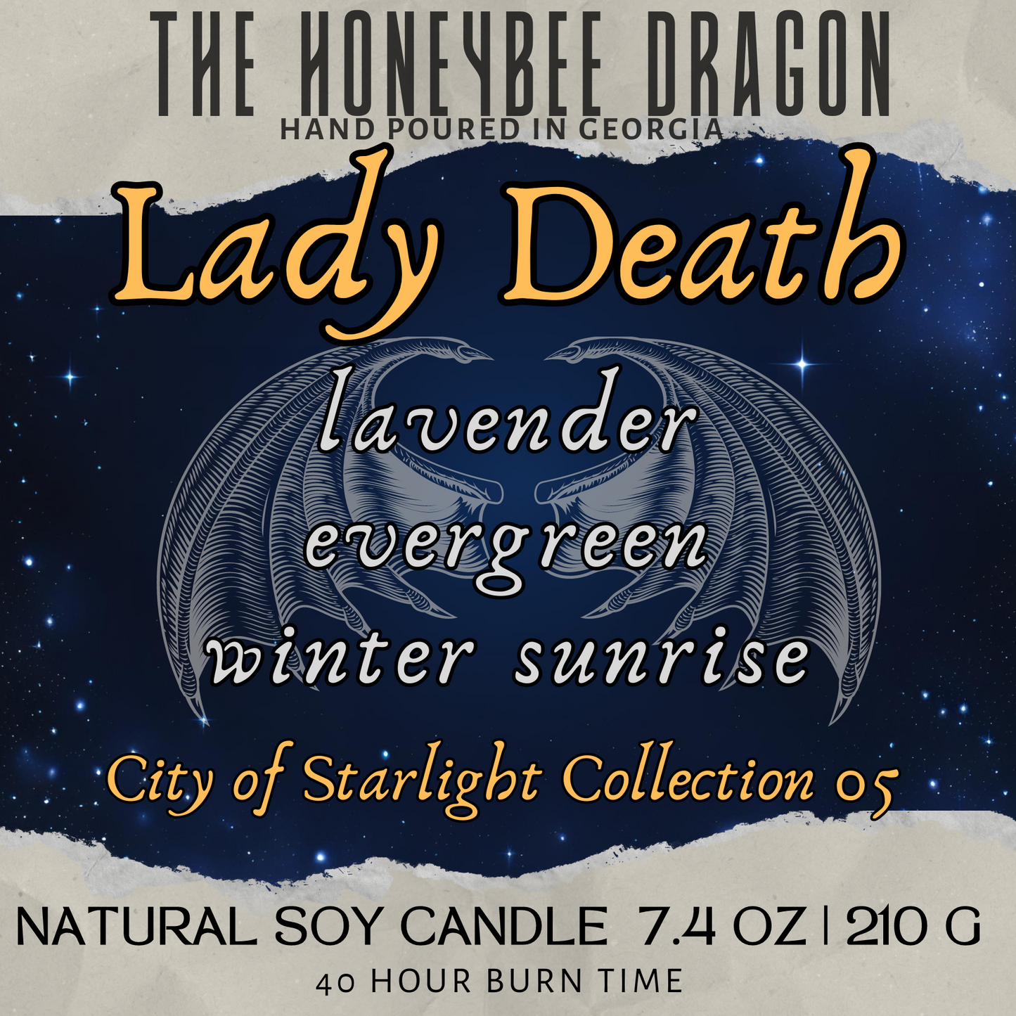 Lady Death Bookish Wax Melts | Bergamot, Lavender & Sandalwood | 2.4 oz Soy