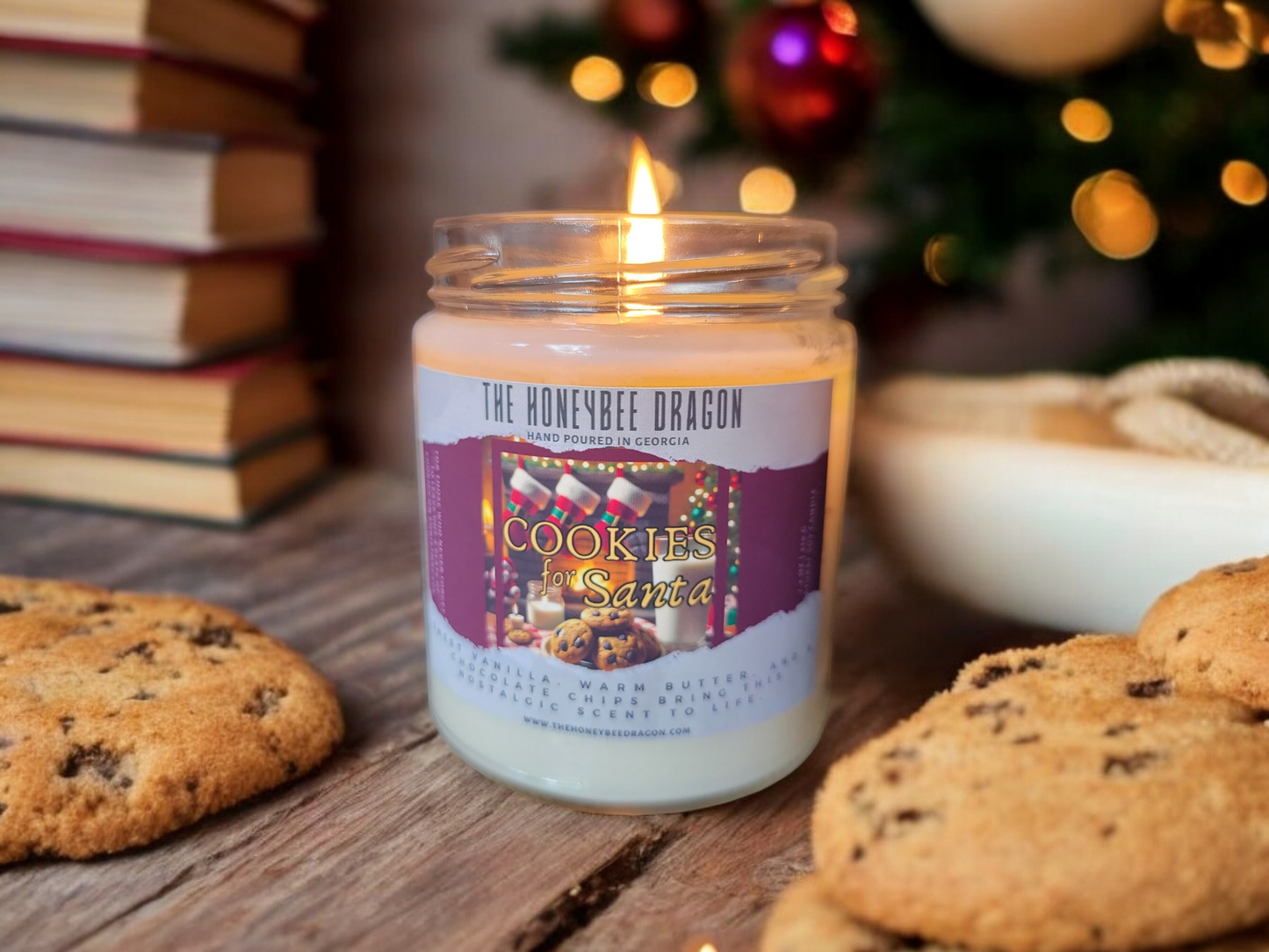 Cookies for Santa Bookish Candle | Chocolate Chip, Vanilla & Brown Sugar | 7.5 oz Soy