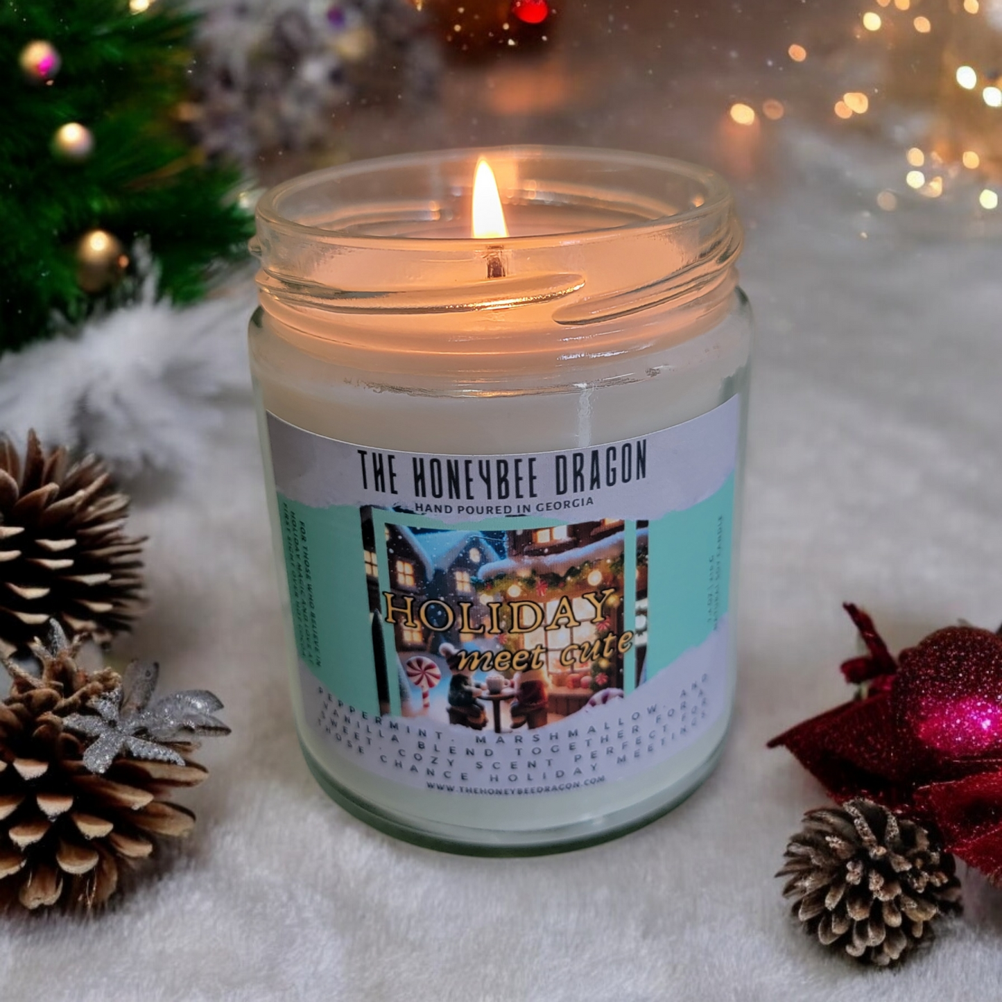 Holiday Meet-Cute Bookish Candle | Sugar Crystals, Peppermint & Powdered Sugar | 7.5 oz Soy