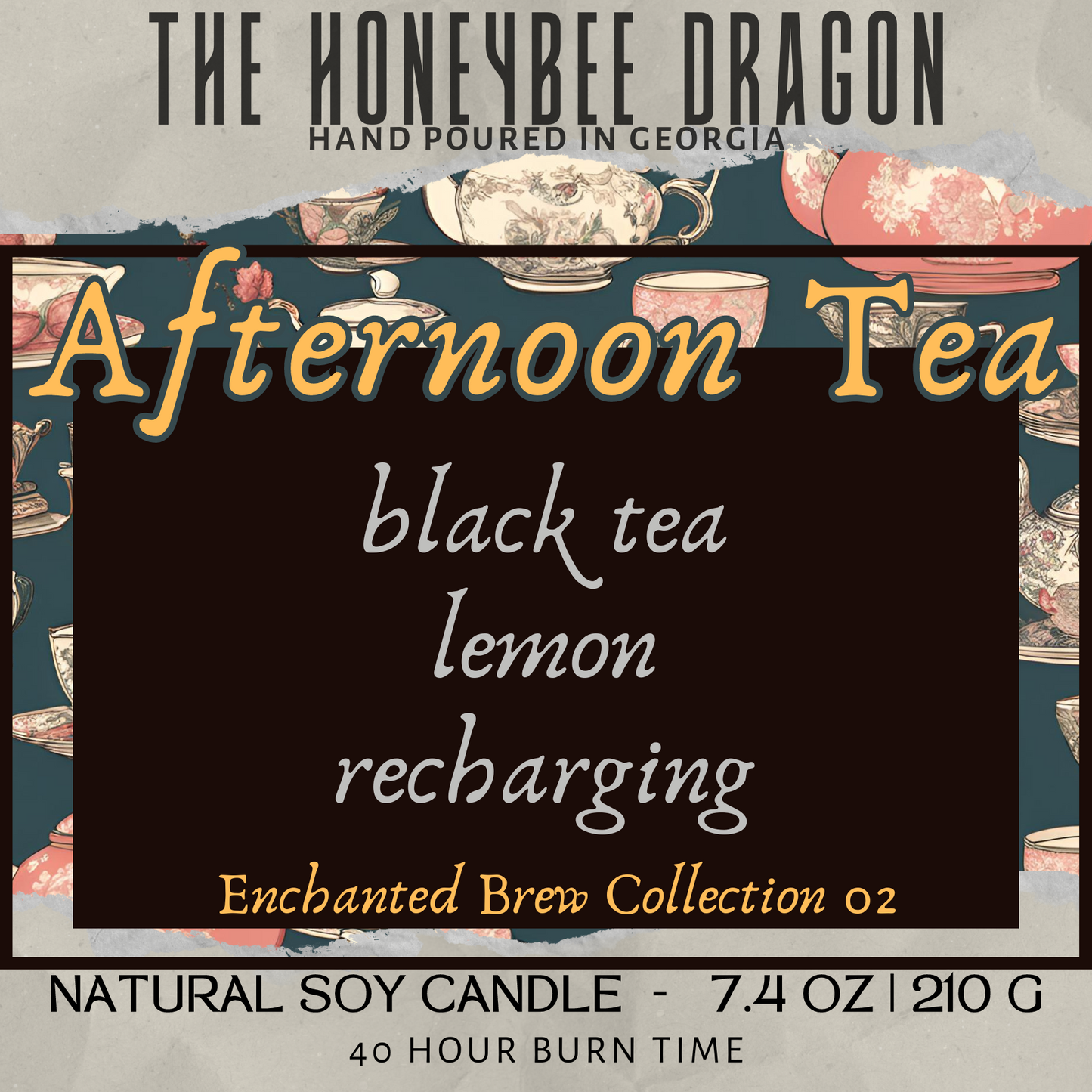 Afternoon Tea Bookish Candle | Bergamot, Black Tea & Lavender | 7.5 oz Soy