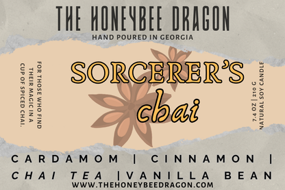 🧙‍♂️ Sorcerer’s Chai | Cardamom, Cinnamon & Vanilla Bean | Spiced Magic Candle