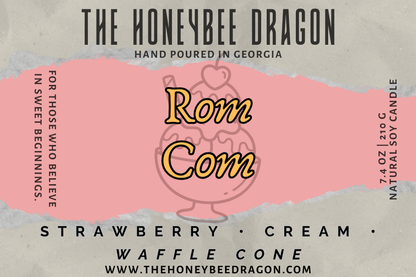 💕 Rom Com | Strawberry, Cream & Waffle Cone | Sweet Beginnings Candle