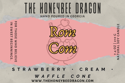 💕 Rom Com | Strawberry, Cream & Waffle Cone | Sweet Beginnings Candle
