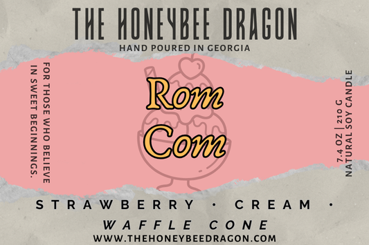 💕 Rom Com | Strawberry, Cream & Waffle Cone | Sweet Beginnings Candle
