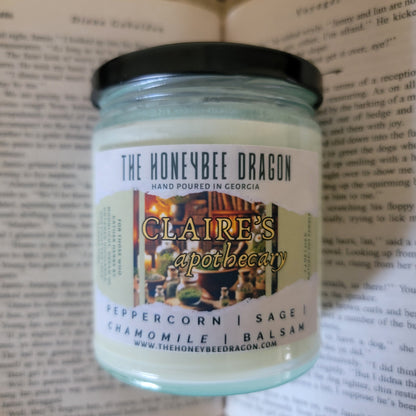 🌿 Claire’s Apothecary | Sage, Chamomile & Balsam | Herbal Bookish Candle