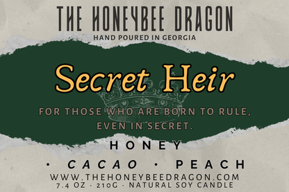 👑 Secret Heir | Honey, Peach, Cacao & Grapefruit | Royal Fantasy Candle