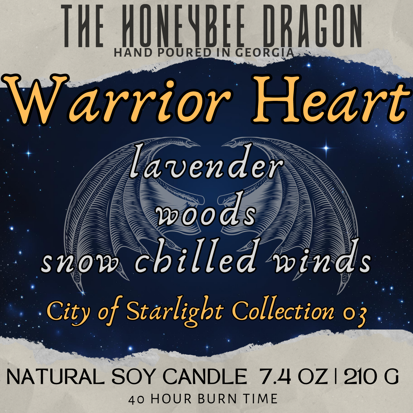 Warrior Heart Bookish Candle | Vanilla, Lavender & Smokey Musk | 7.5 oz Soy